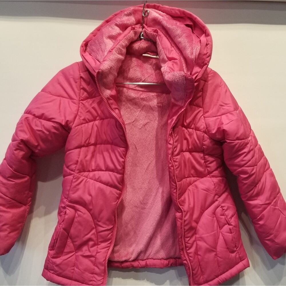 SO Girl's Pink Jacket Fur lined‎ Hooded Long Sleeve Full Zip Comfortable Size M
